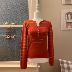 Vintage American Eagle Orange/Gold Stripe SweaterM